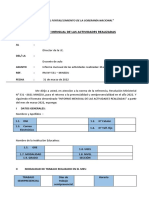 Informe Mensual de Las Actividades Realizadas