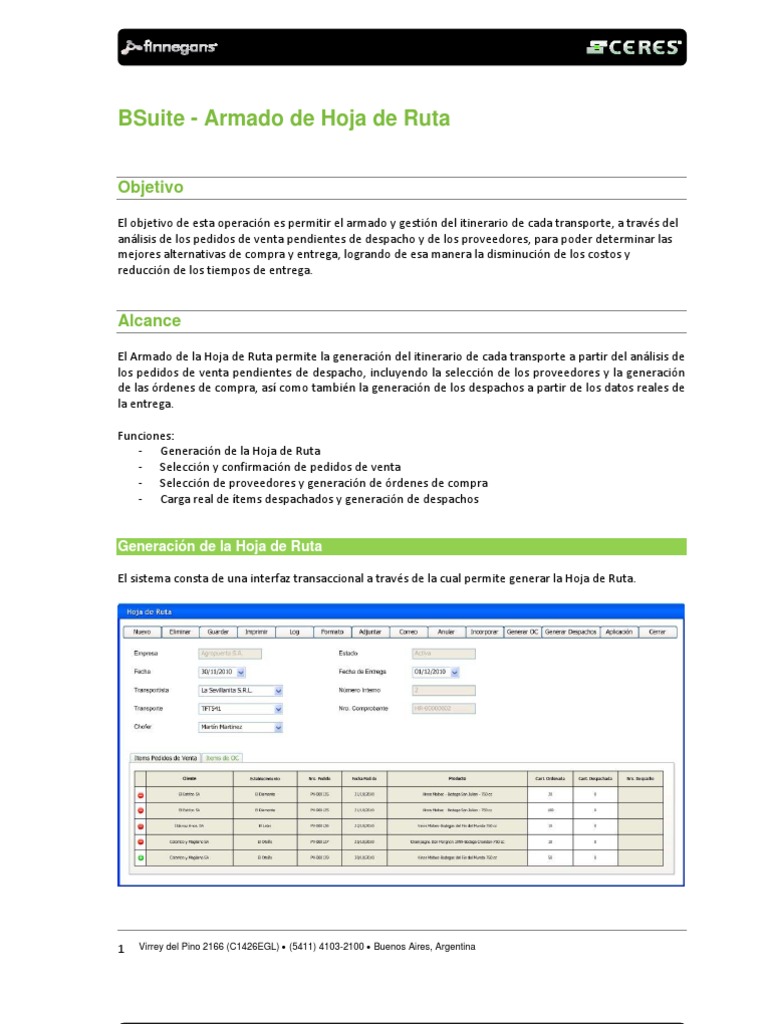 BSuite - Armado de Hoja de Ruta - Especificación Funcional | PDF ...