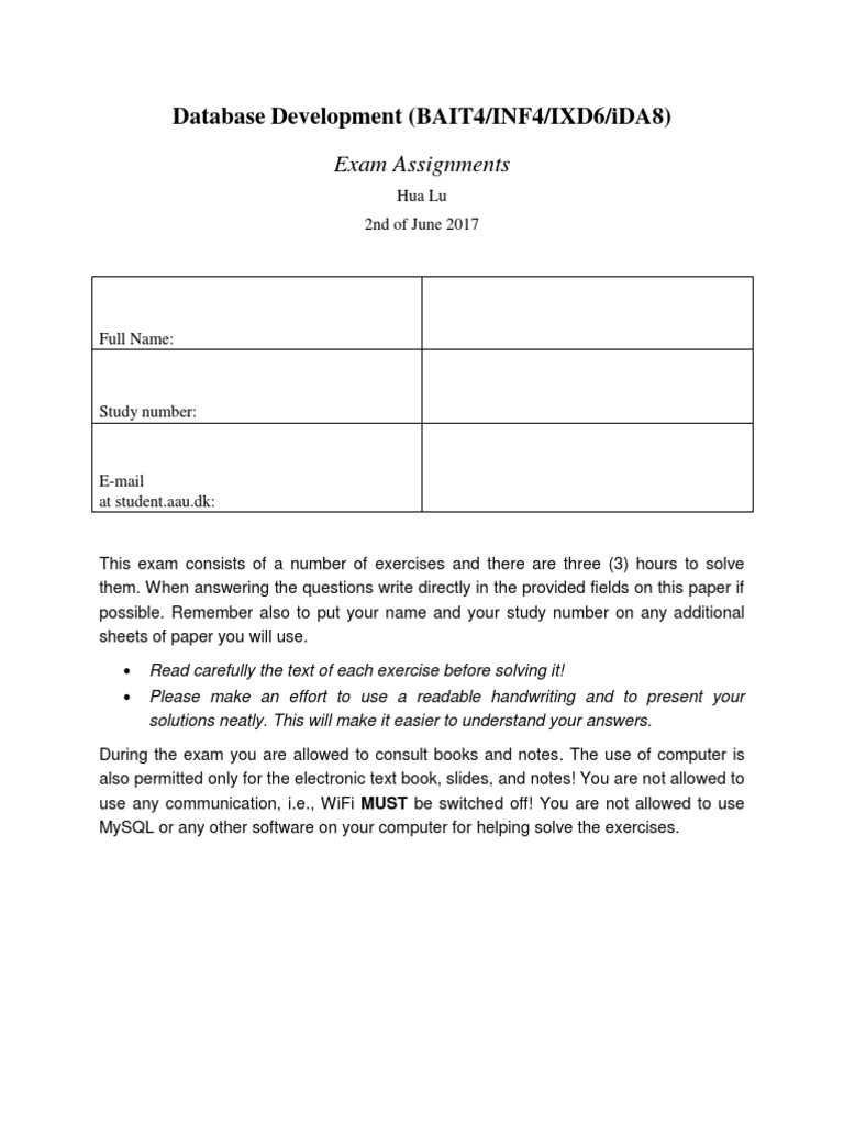 Database Development Exam Assignments | PDF | Sql | Information ...