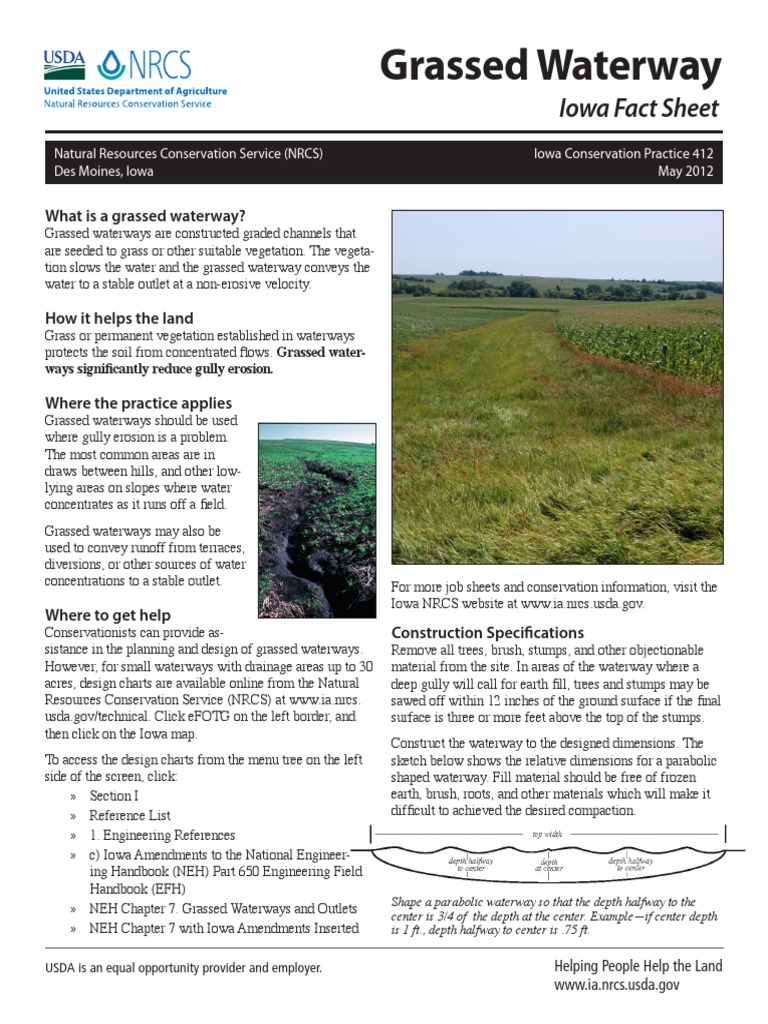 Grassed Waterway Construction Guide | PDF | Natural Resources ...