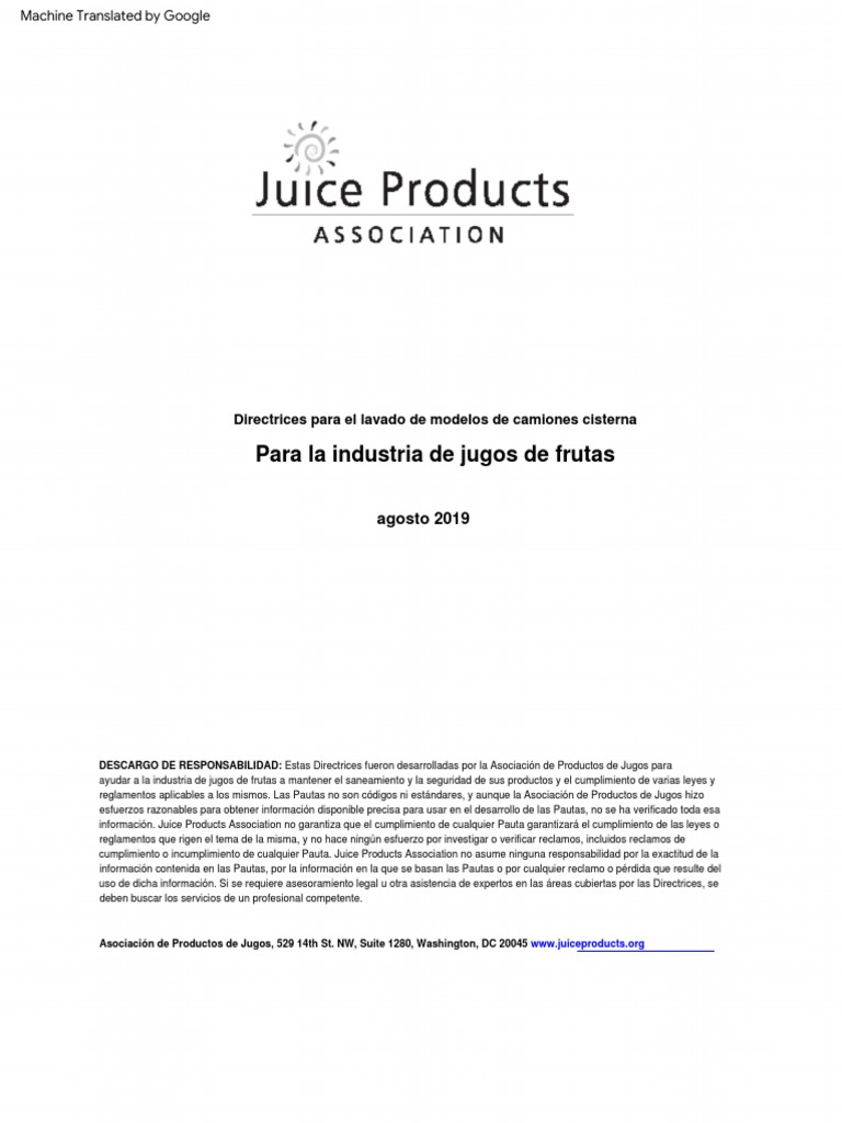 JPA Model Tanker Wash Guidelines August 20190001 PDF Alimentos Agua