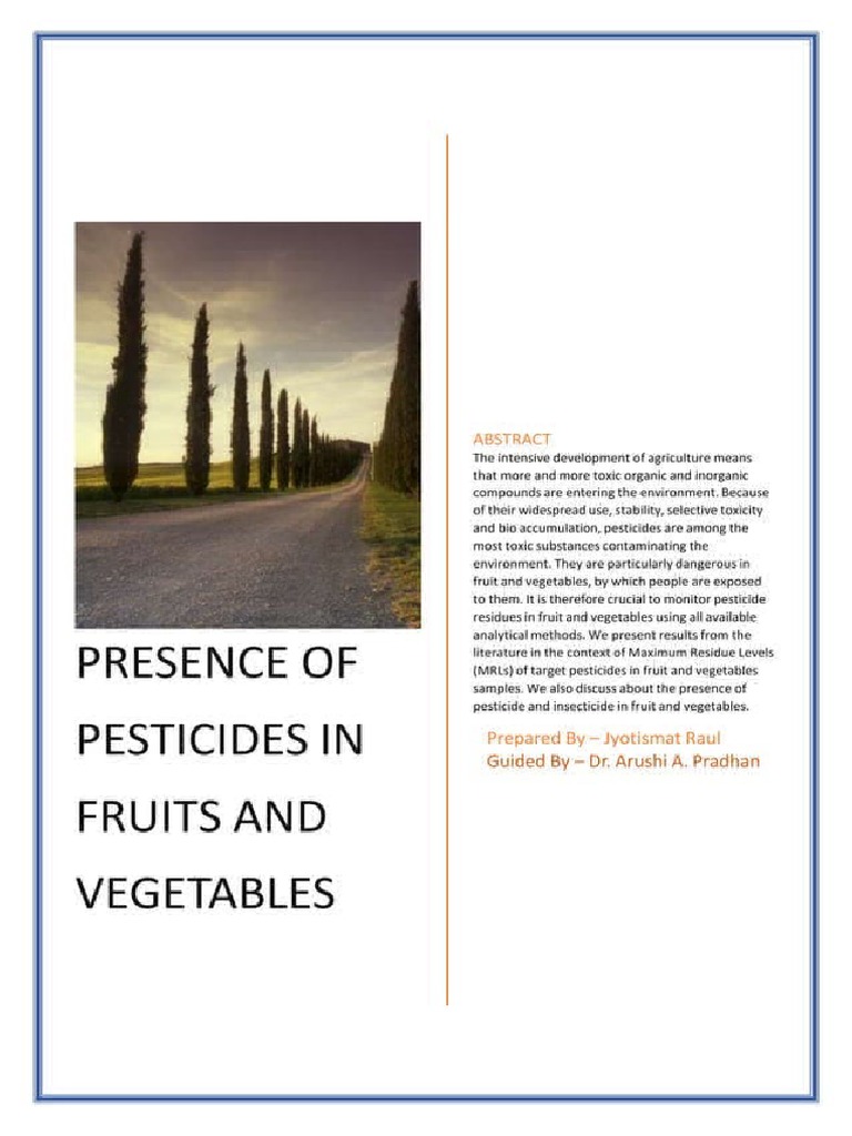 Presence of Pesticides in Fruits and Vegetables PDF