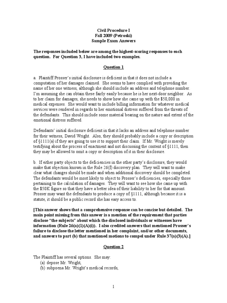 Petroski Fall 2008 Final Exam Sample Answers | PDF | Burden Of Proof ...