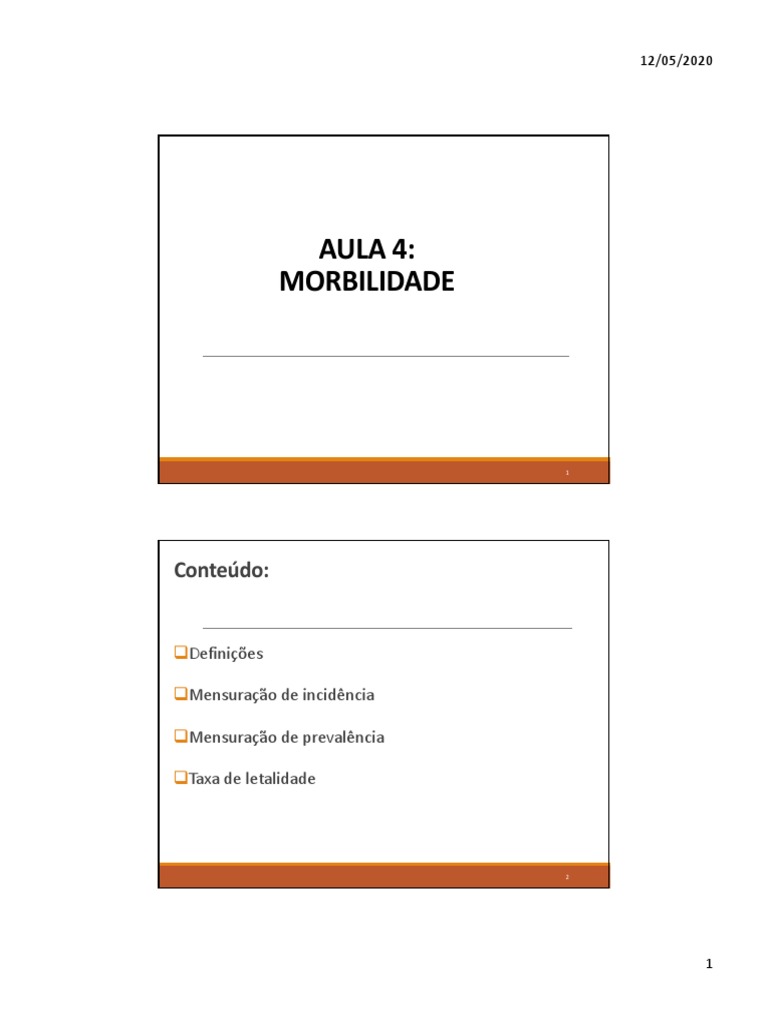 Aula - Morbilidade | PDF | Epidemiologia | Ciências da Saúde