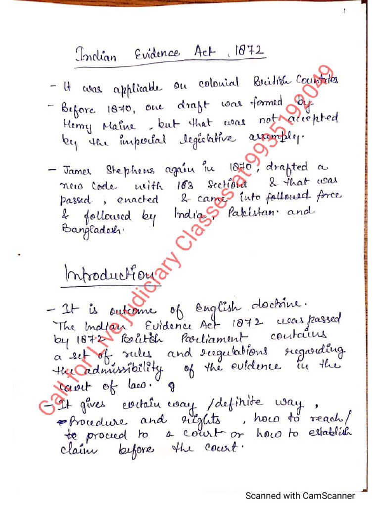 Evidence Act, Handwritten | PDF