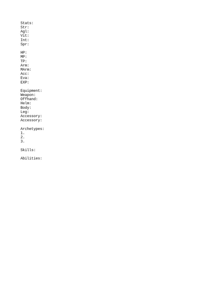 Blank Character Sheet | PDF
