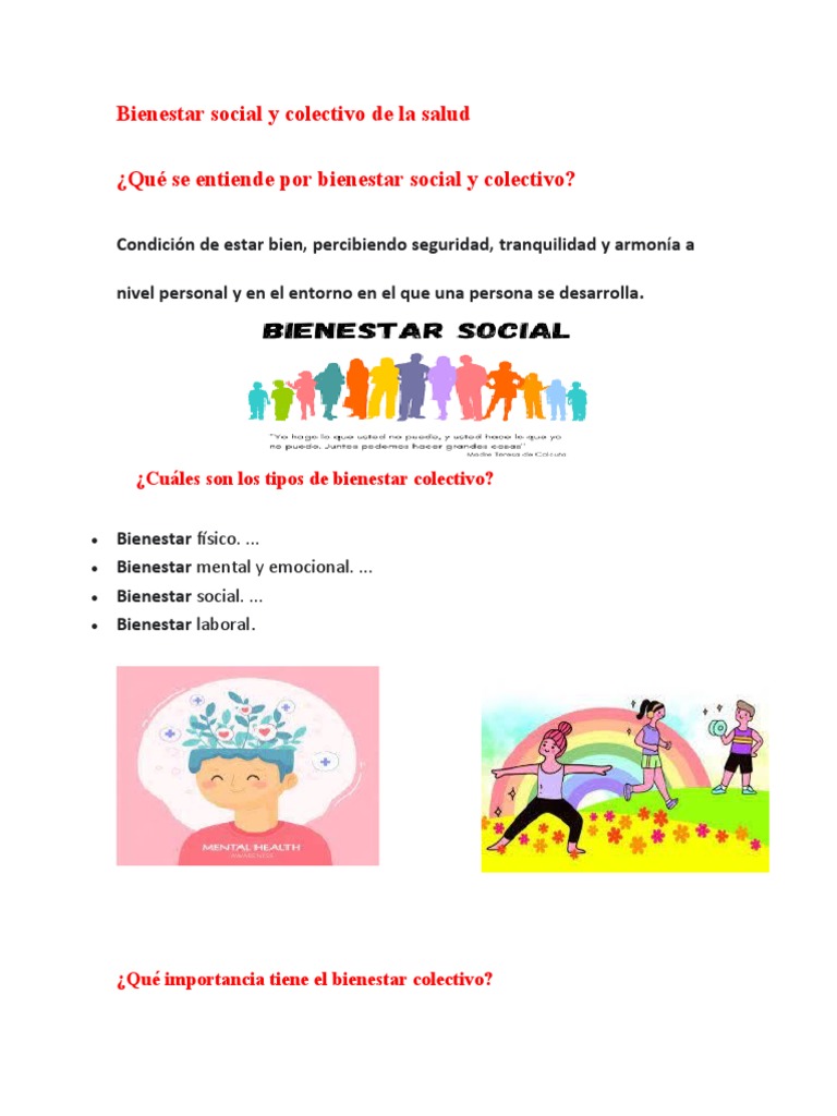 Bienestar Social y Colectivo de La Salud | PDF