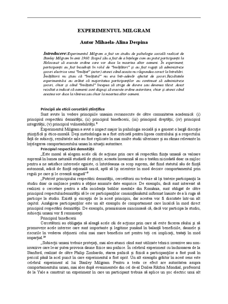 Experimentul Milgram | PDF