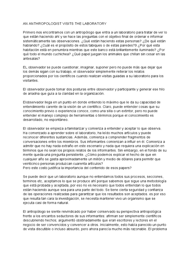 Tema 1 Laboratory Life The Construction of Scientific Facts PDF