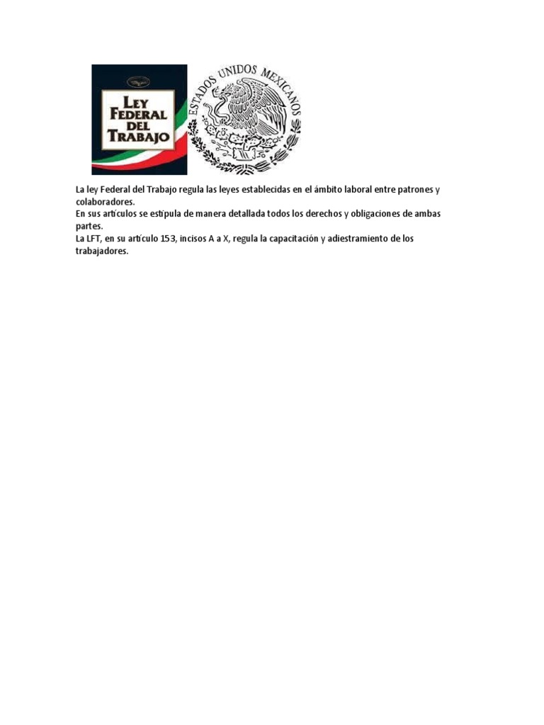 Capacitación Laboral según LFT Art. 153 | PDF