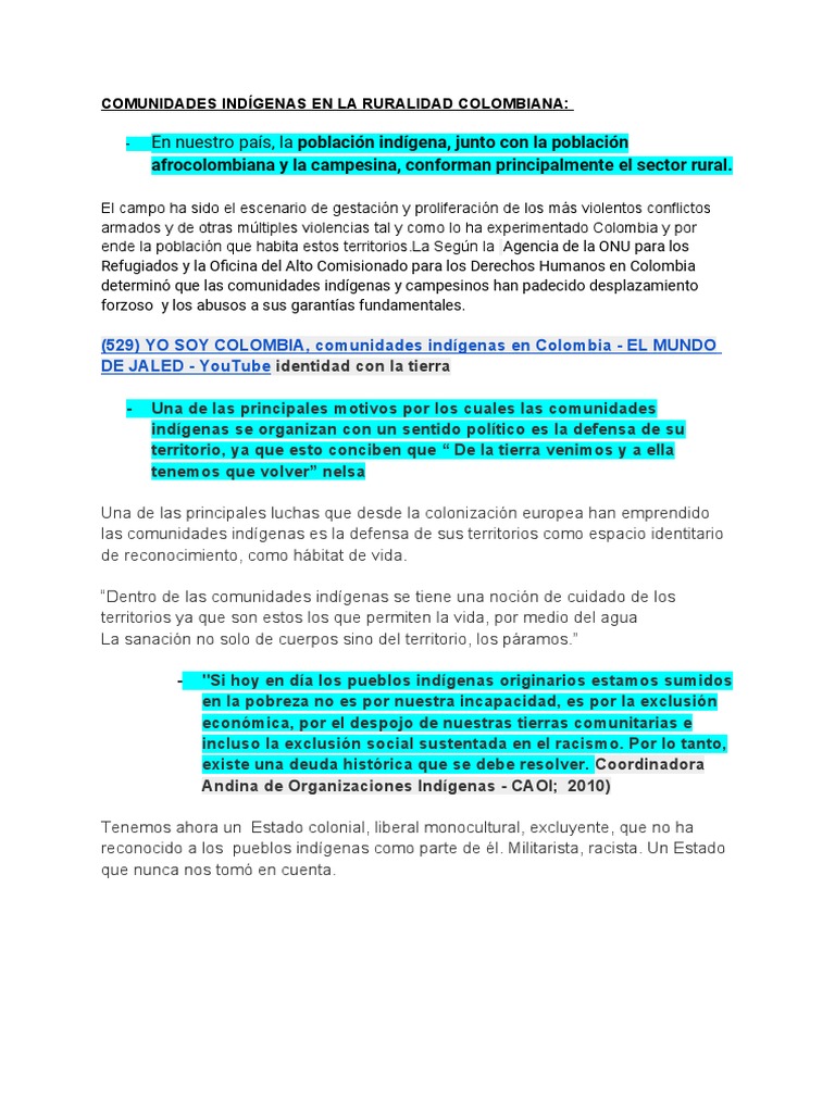 Comunidades Indígenas en La Ruralidad Colombiana | PDF | Colombia