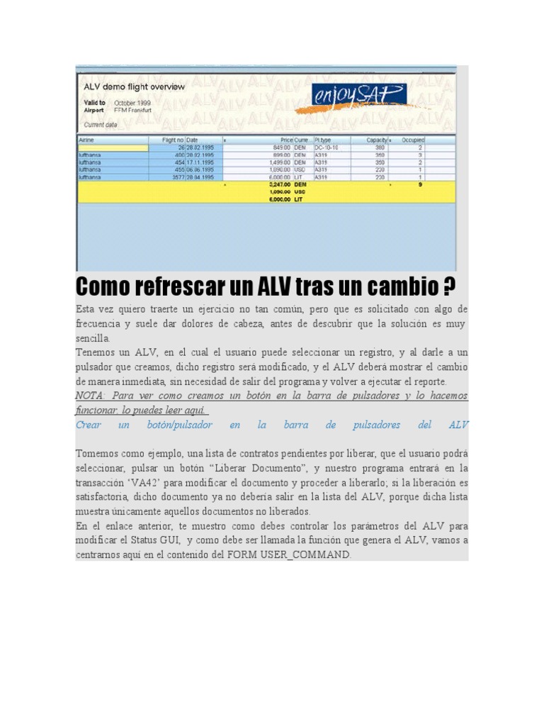 Refrescar ALV tras un cambio | PDF
