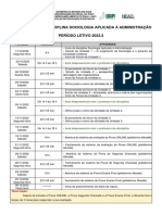 Cronograma Da Disciplina Sociologia Aplicada À Administração