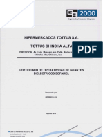 Certificado de Operatividad de Guantes Dieléctricos Tottus Chincha