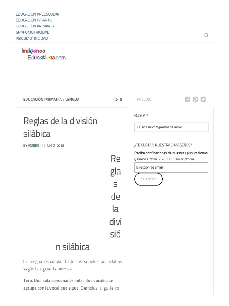 Reglas de División Silábica para Preescolar | PDF | Sílaba | Vocal