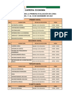 ECONOMÍA. Horarios Primer Parcial Octubre - Marzo 2022