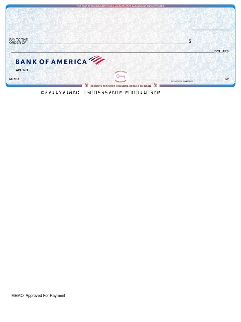 Bank of America Cashier's Check Sample | PDF