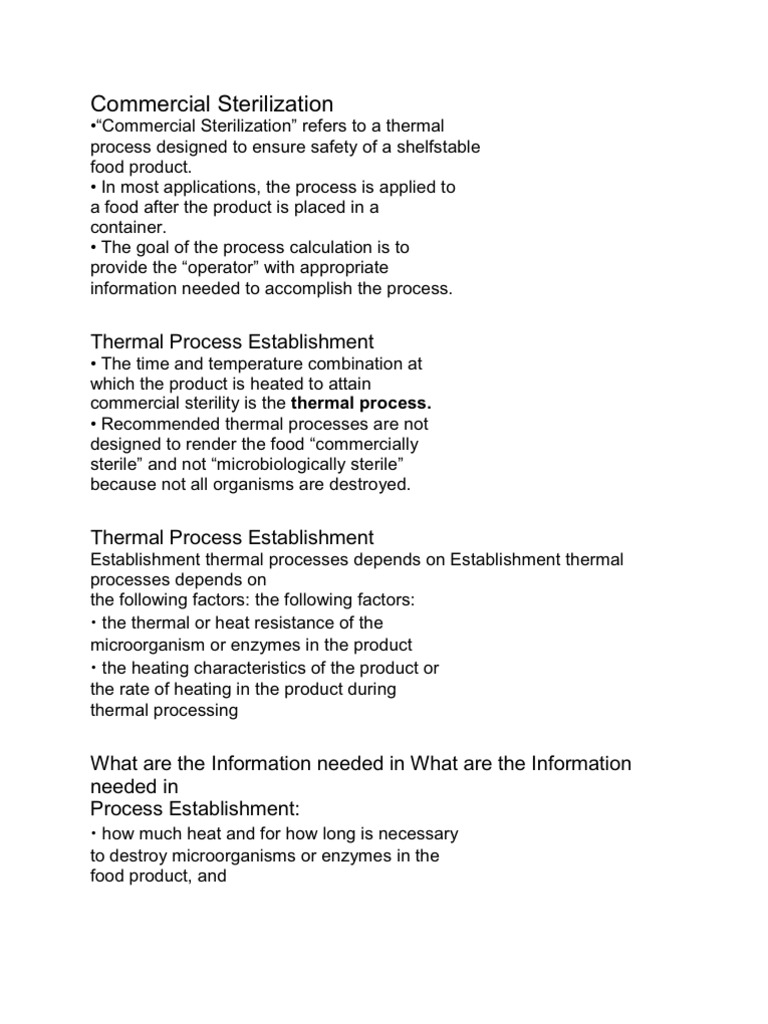Commercial Sterilization PDF Ph Sterilization (Microbiology)