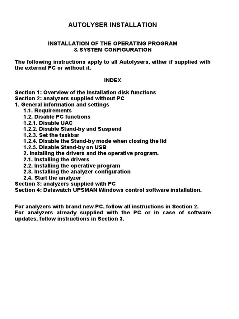 Autolyser Installation Instructions | PDF | Microsoft Windows | Windows 7