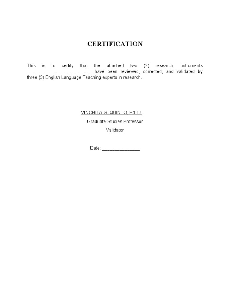 Certification Of Validation Pdf