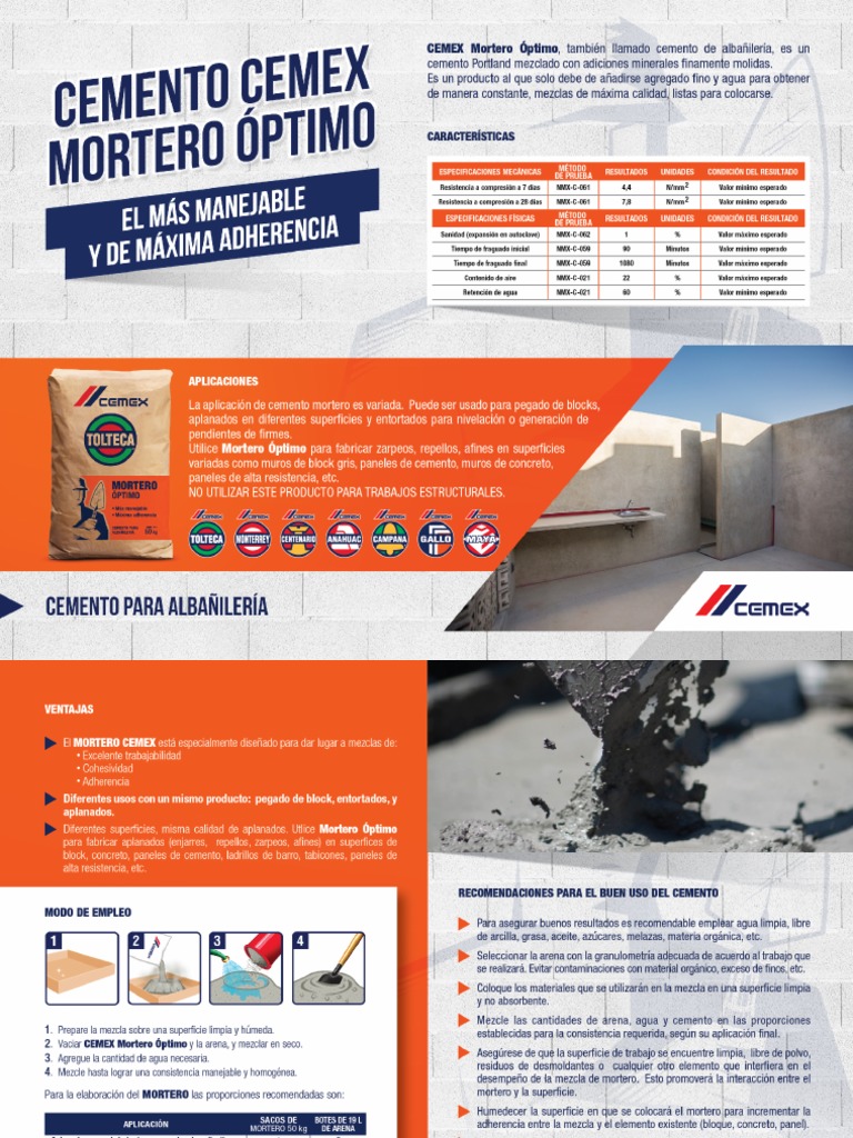 Ficha Tecnica Mortero 2020 | PDF