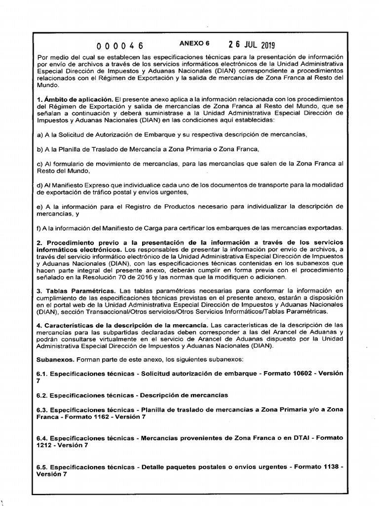 Anexo 6 - Resolución 000046 de 2019 | PDF