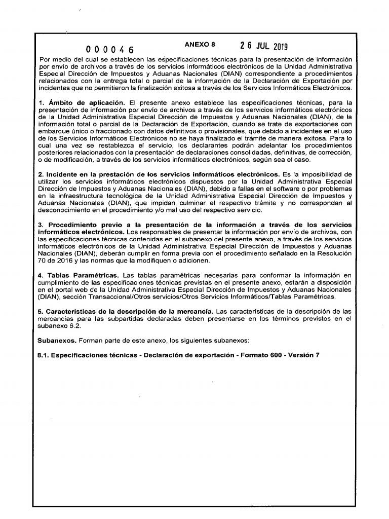 Anexo 8 - Resolución 000046 de 2019 | PDF