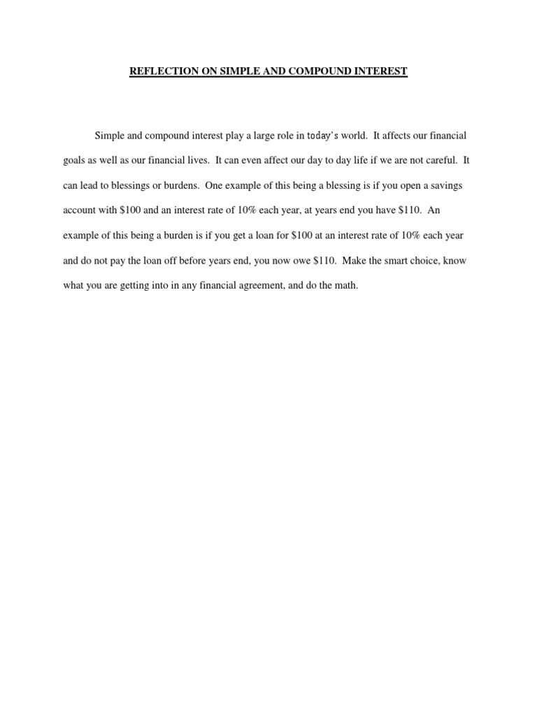 Reflection On Simple and Compound Interest | PDF