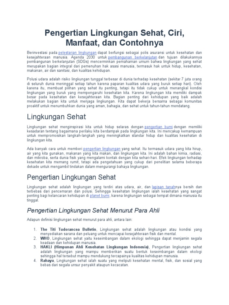 Kesehatan masyarakat dalam lingkungan sehat