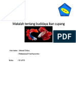 Makalah Tentang Budidaya Ikan Cupang: Atas Nama: Ahmad Yahya: Muhammad Yusril Prawira