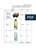 Lista de Accesorios y Presupuesto para Mantenimiento