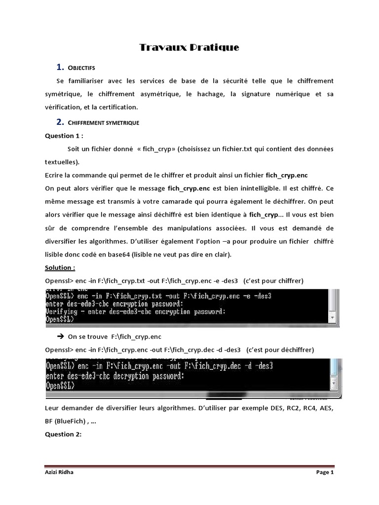 Guide sur le Chiffrement et Certification | PDF | Cryptage | Public-key ...