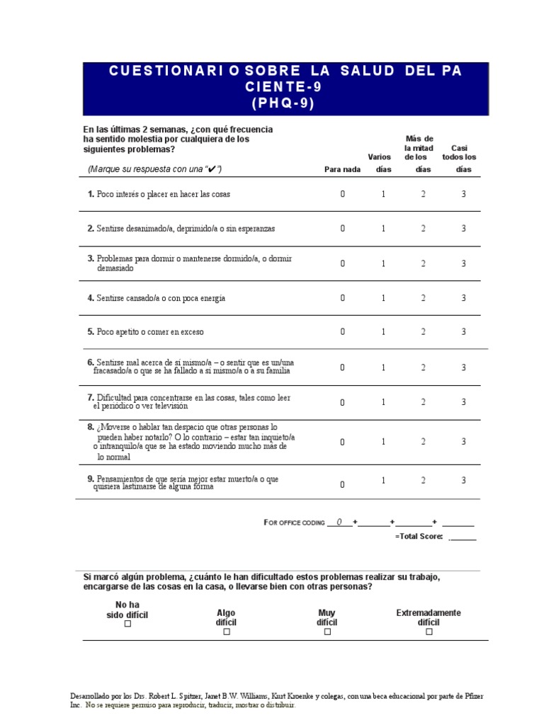 Phq9 spanish for peru pdf