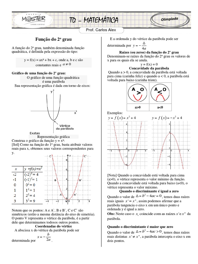 TD 06 Função Do 2° Grau | PDF | Função (Matemática) | Sistema de ...