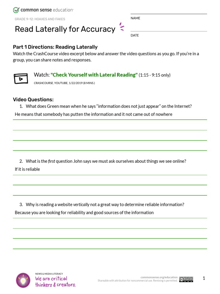 Lateral Reading for Reliable Information | PDF | Communication | Mass Media