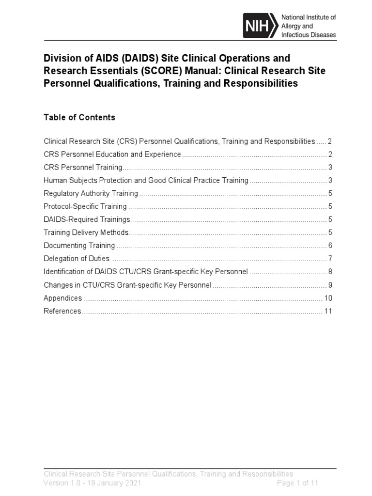 DAIDS Training and Personnel Guidelines | PDF | Clinical Trial | Pharmacy