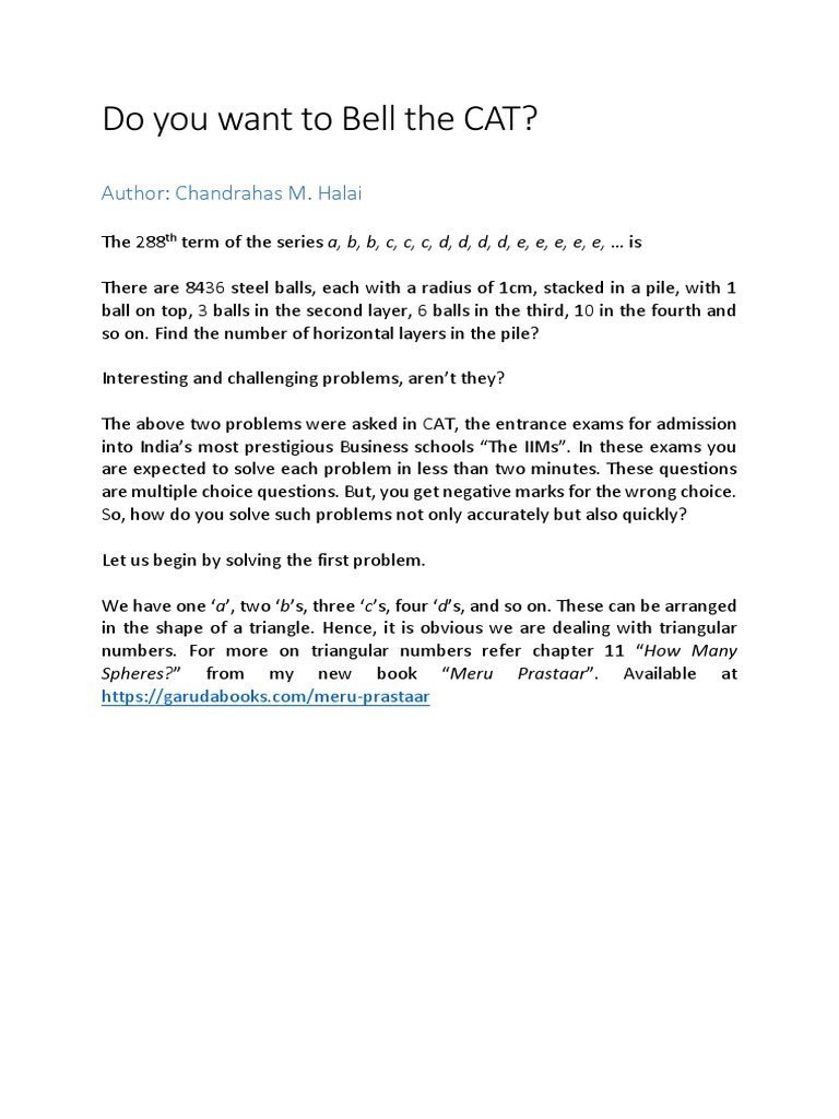 Do You Want To Bell The CAT PDF Tetrahedron Triangle