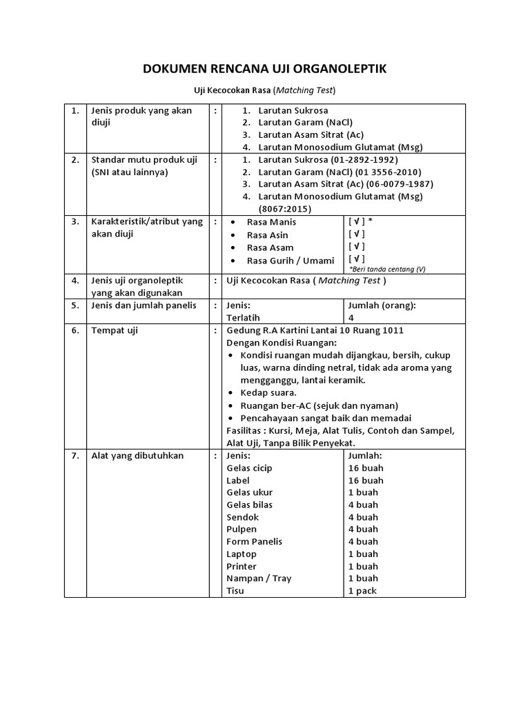 Rencana Uji Organoleptik | PDF