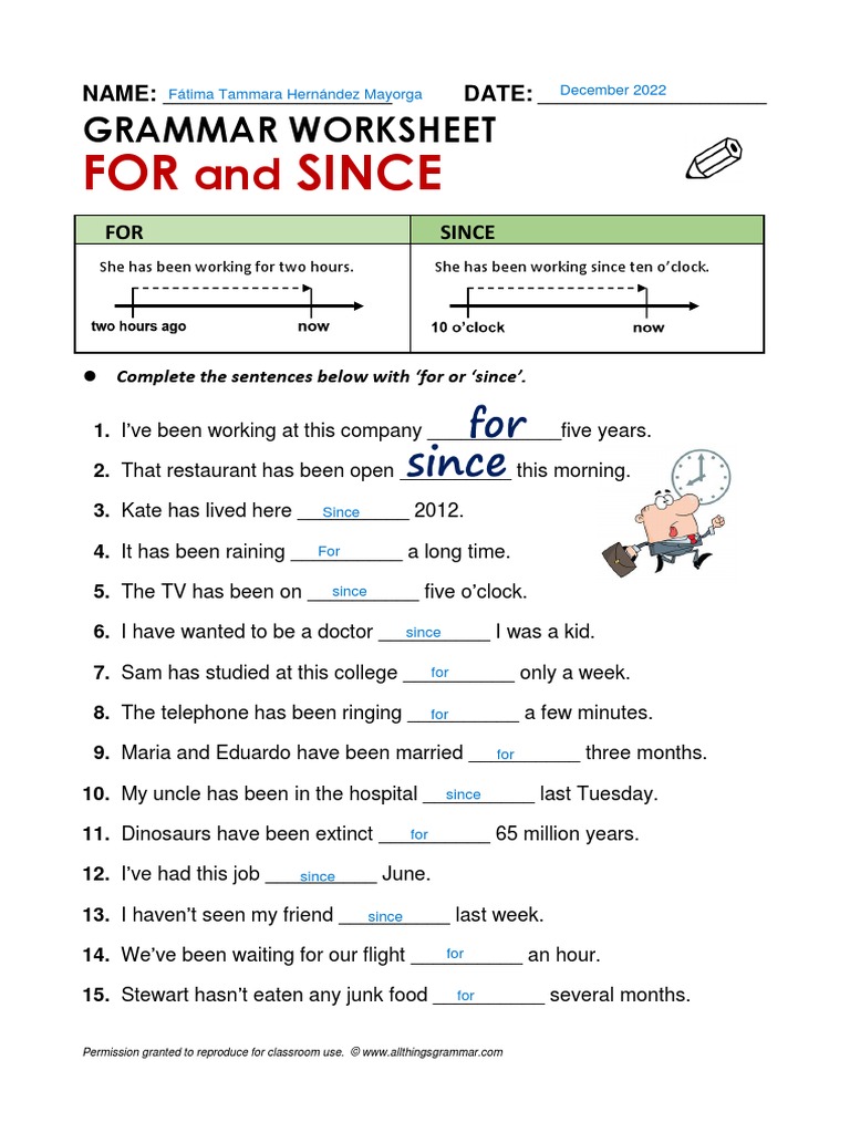 Present Perfect For and Since TAMM | PDF