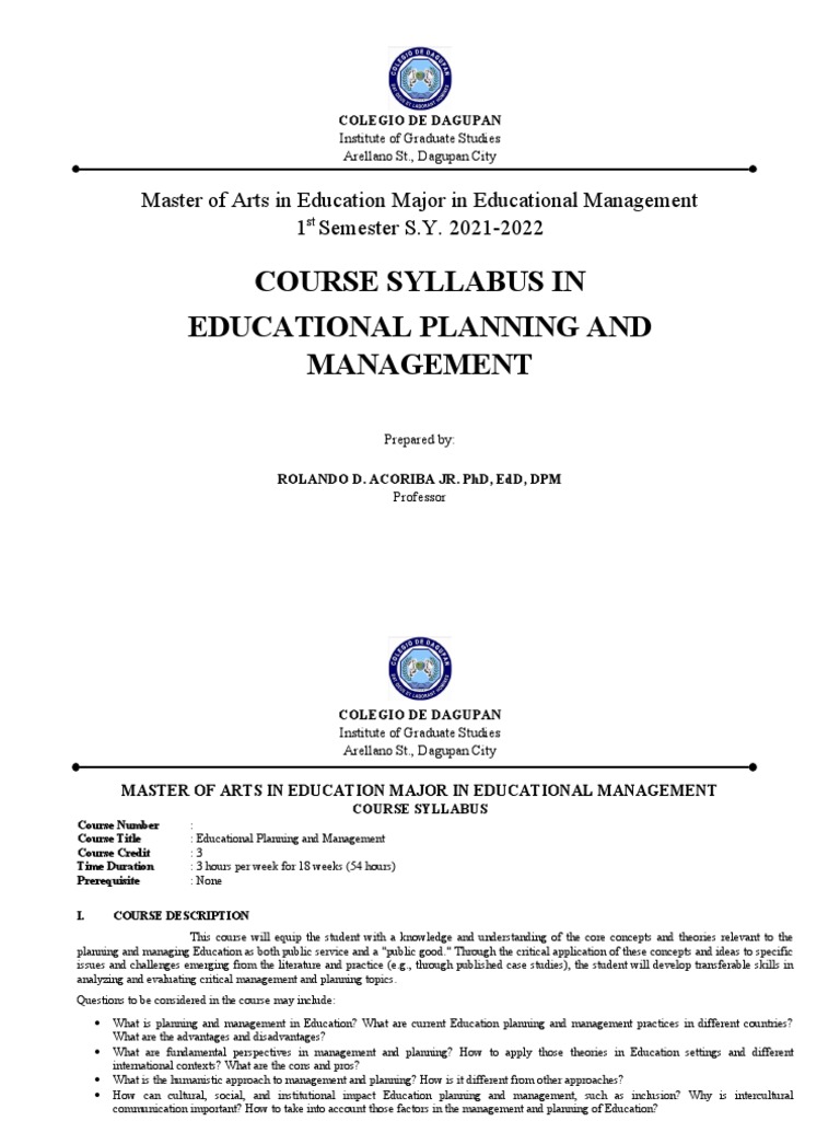 research on educational planning and management pdf