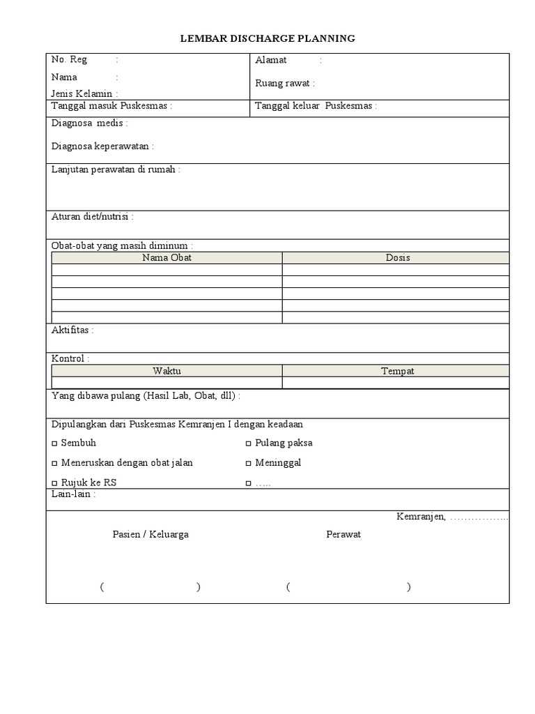 3 Lembar Discharge Planning PDF Free | PDF