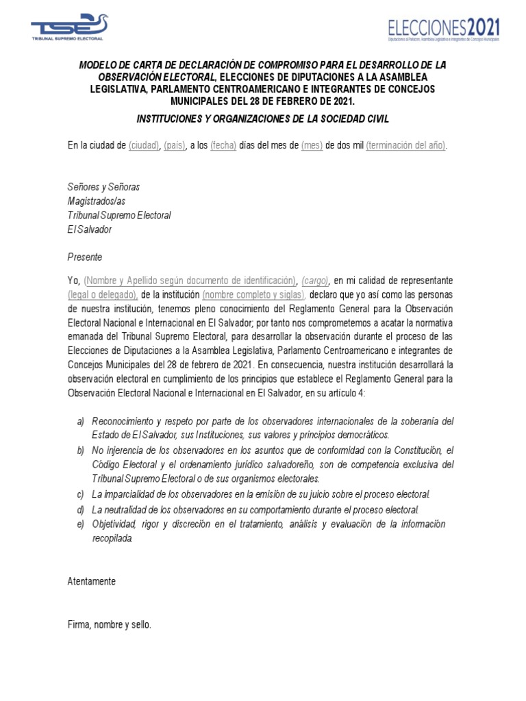 Compromiso para Observación Electoral 2021 | PDF | Derecho
