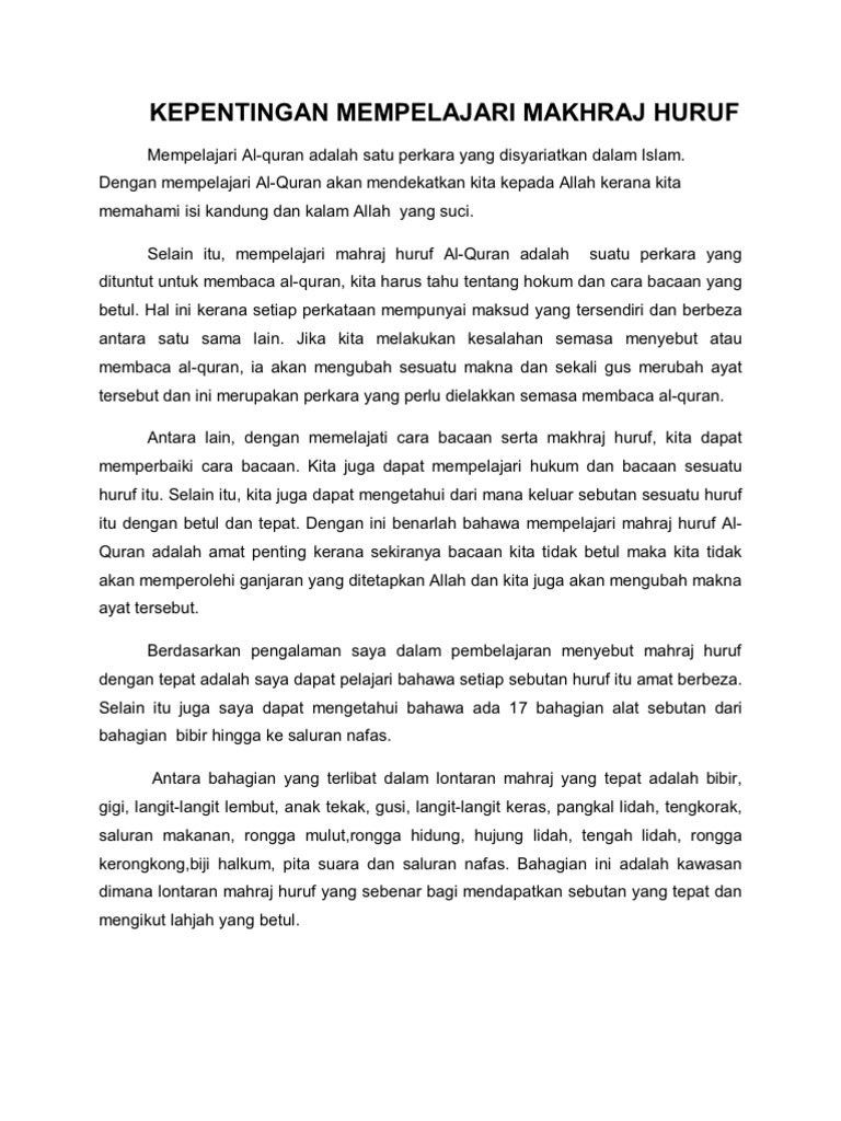 kepentingan mempelajari ilmu tajwid