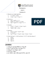 Worksheet 16 - LOGARITHMS