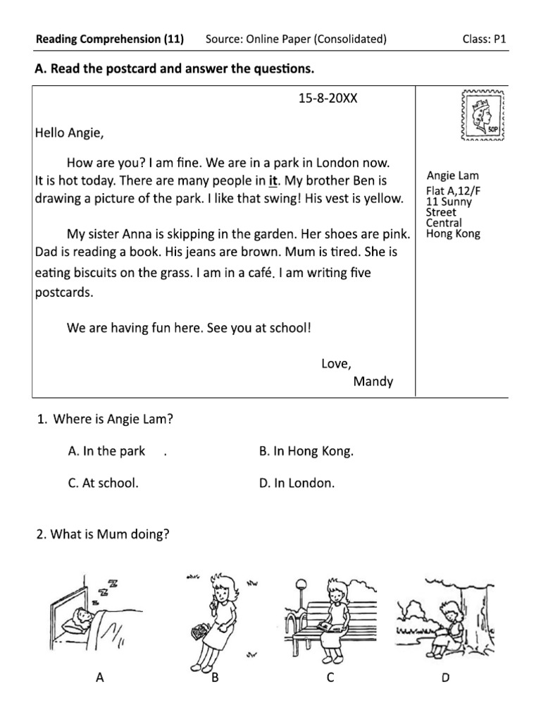 1115. P1 English Reading Comprehension PDF