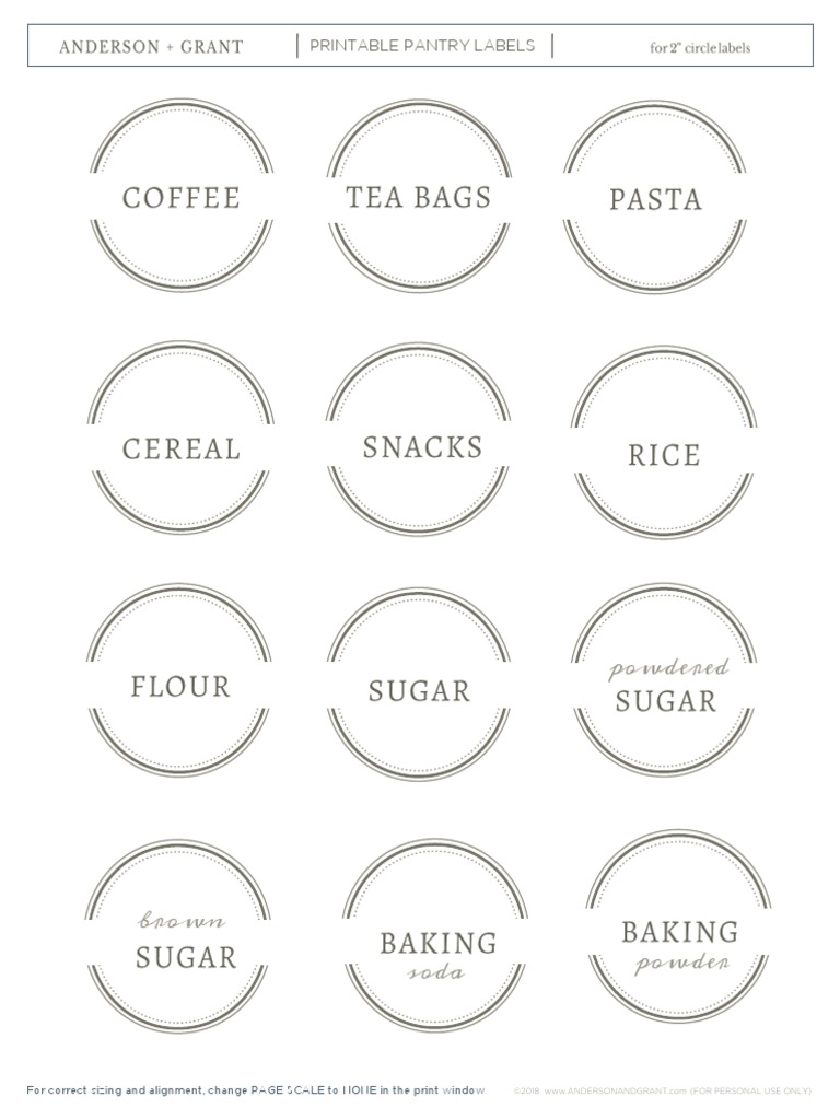 Printable Pantry Labels for 2