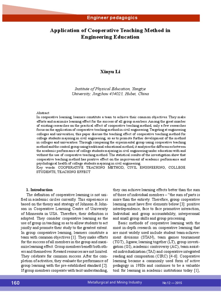 Application of Cooperative Teaching Method in | PDF | Teaching Method ...