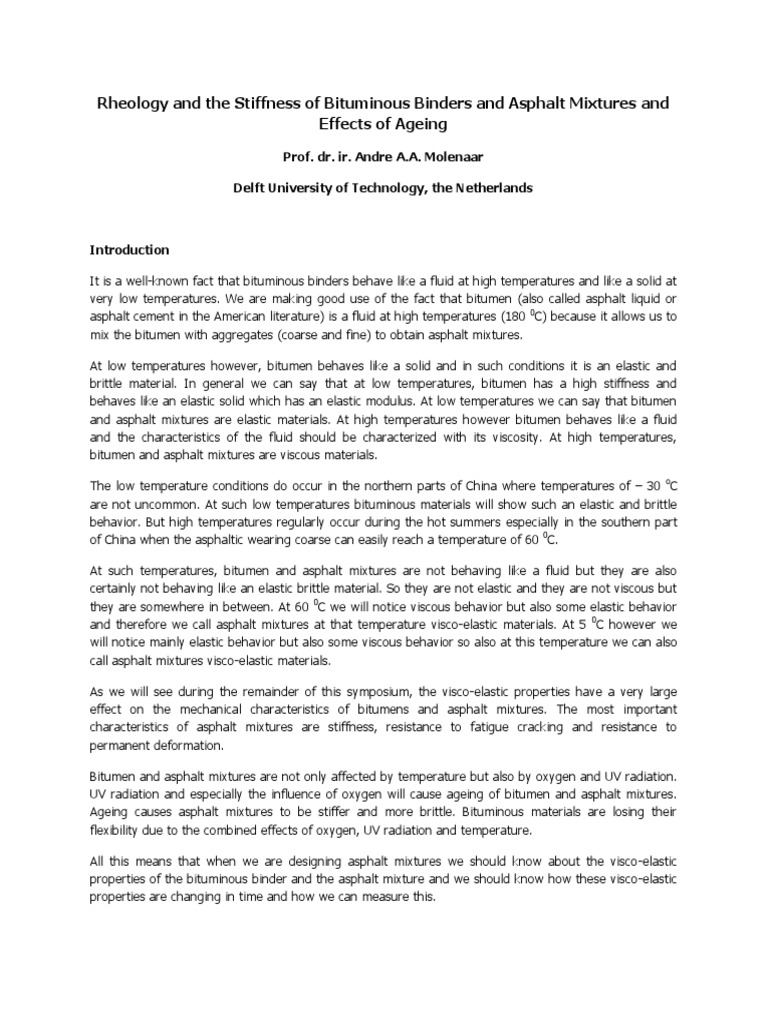 Rheology and The Stiffness of Bituminous Binders and Asphalt Mixtures