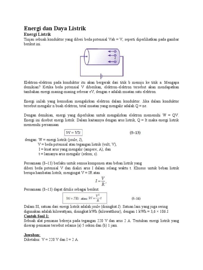 Energi dan Daya Listrik Kelas 9 | PDF