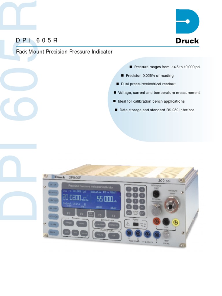 DPI 605R Precision Pressure Indicator | PDF | Calibration | Electrical ...